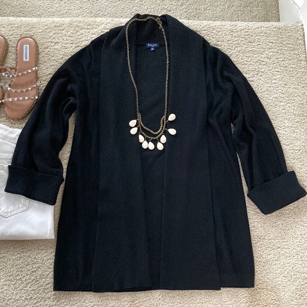 Splendid Black Shawl Collar Open Cardigan - Picture 1 of 9